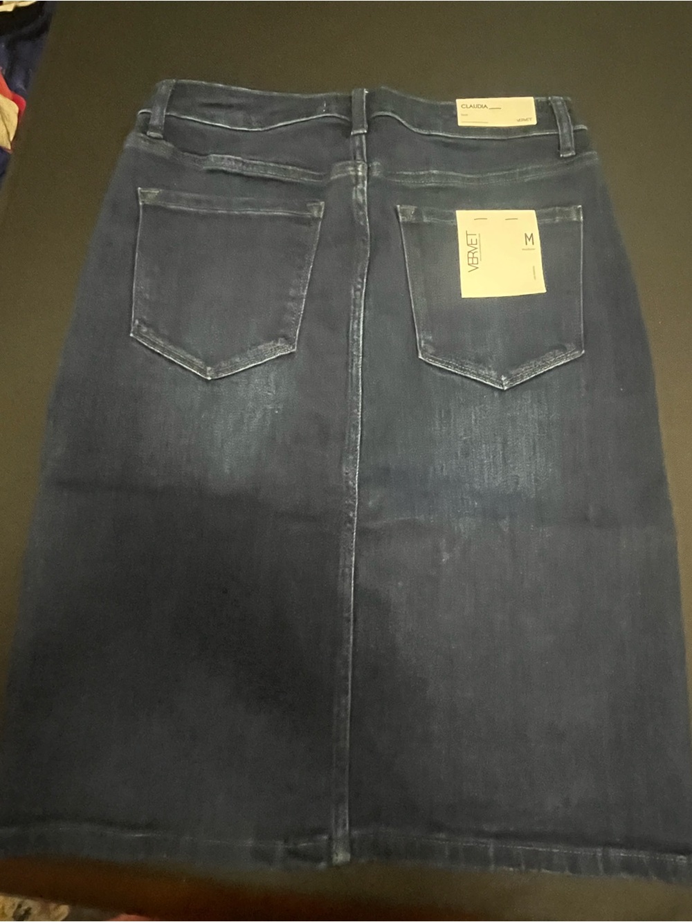 Dark Blue Women’s Dark Denim Jean Pencil Skirt with Button Fly Size Medium NEW - Picture 2 of 6